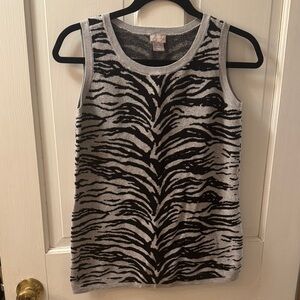 Chico's Black and Gray Animal Print Tank Top S Chicos 0 cotton cashmere blend